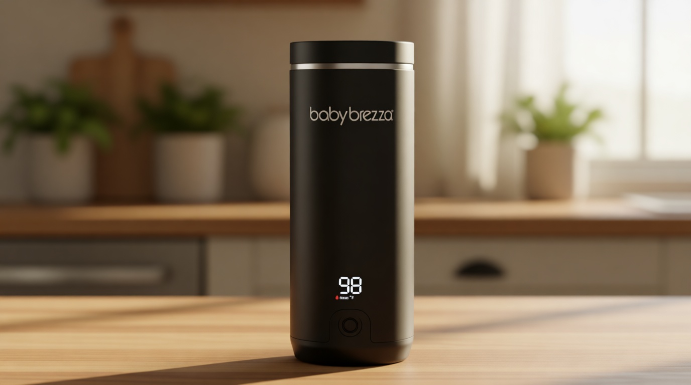 Baby Brezza Portable Warmer – 3X Faster Baby Bottle Warming - Travel Breastmilk and Formula Warmer - Safe, Even Heating - Up to 9oz - No Adapters, Black