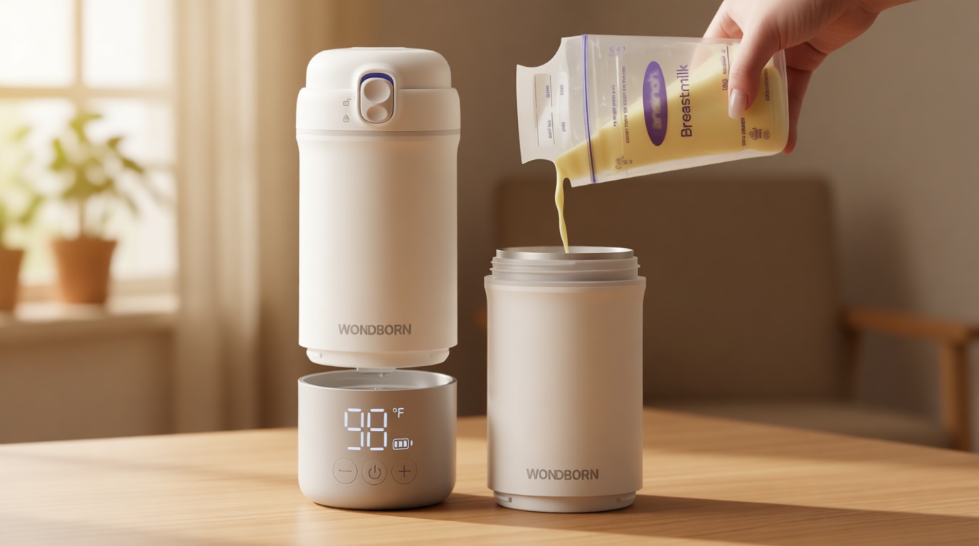 Portable Bottle Warmer for Travel, Dishwasher Safe, 3X Faster & Even Heating, 8 Feeds per Charge, 17oz, 1℉ Precise Adjust, Thaw, Keep Warm, Use While Charging, for Breastmilk & Formula Global Recycled Standard