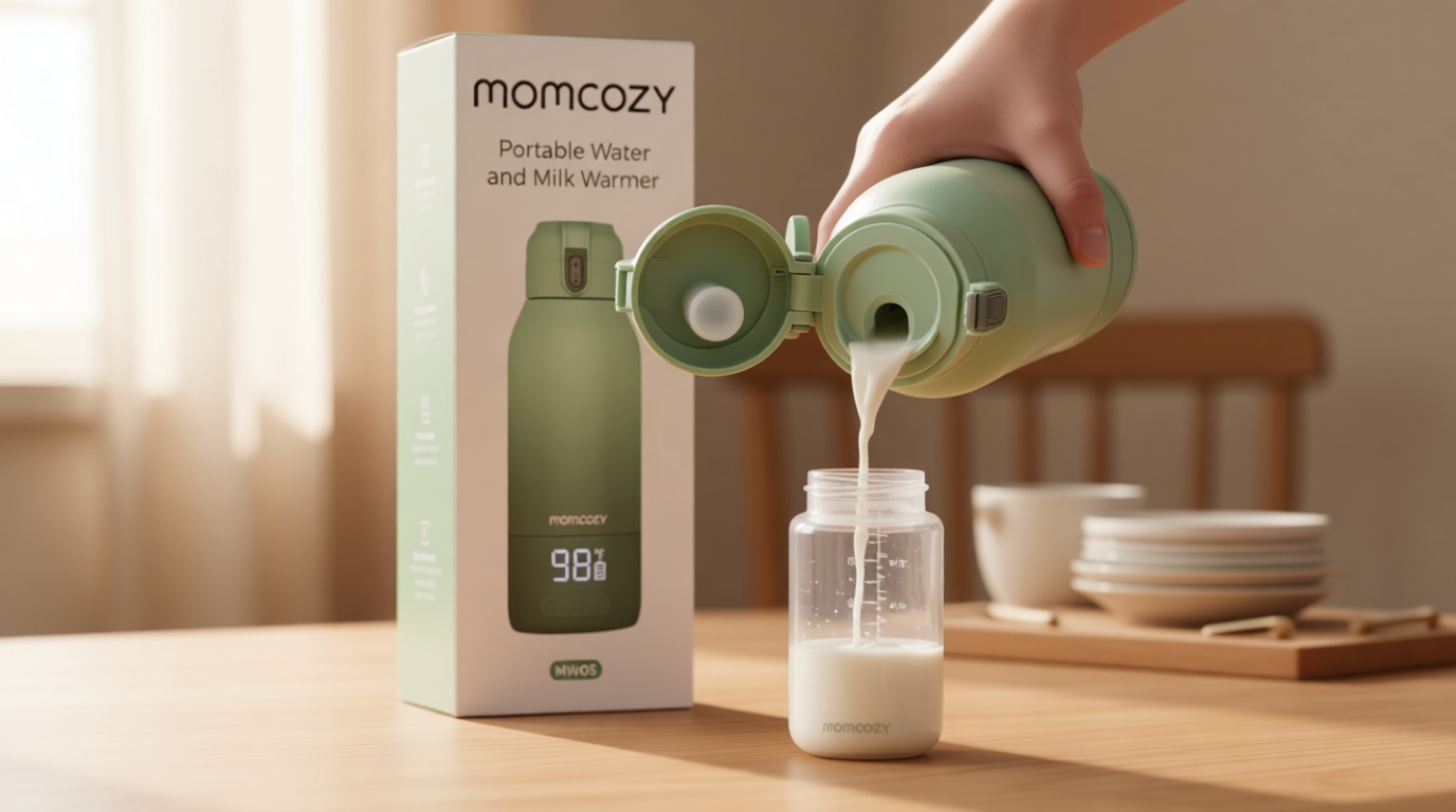 Momcozy Portable Bottle Warmer for Travel – Dual Heating Modes for Breast Milk & Water, Portable Milk Warmer with Fast Heating & Long Battery Life, 17 Ounces Large Capacity to Meet Your All-Day Needs Global Recycled Standard