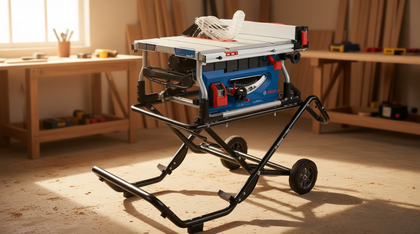 BOSCH GTS15-10 10 Inch Portable Jobsite Table Saw with Gravity-Rise Wheeled Stand