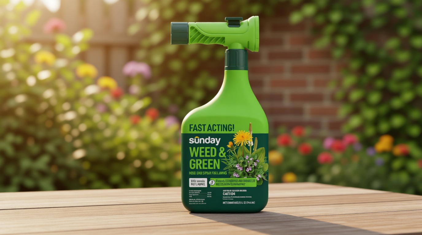Sunday Weed & Green - Weed & Green for Lawns - Pre-Emergent & Post-Emergent Weed Killer Spray - Includes Hose-End Sprayer - for Crabgrass, Broadleaf Weeds & Lawn Diseases - Covers 1,250 sq ft - 32 oz