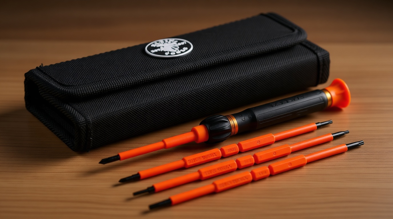 Klein Tools 32584INSR Precision 8-in-1 Screwdriver Set with Case, 1000V Rated Insulated Set with Phillips, Slotted and Tamperproof TORX Bits