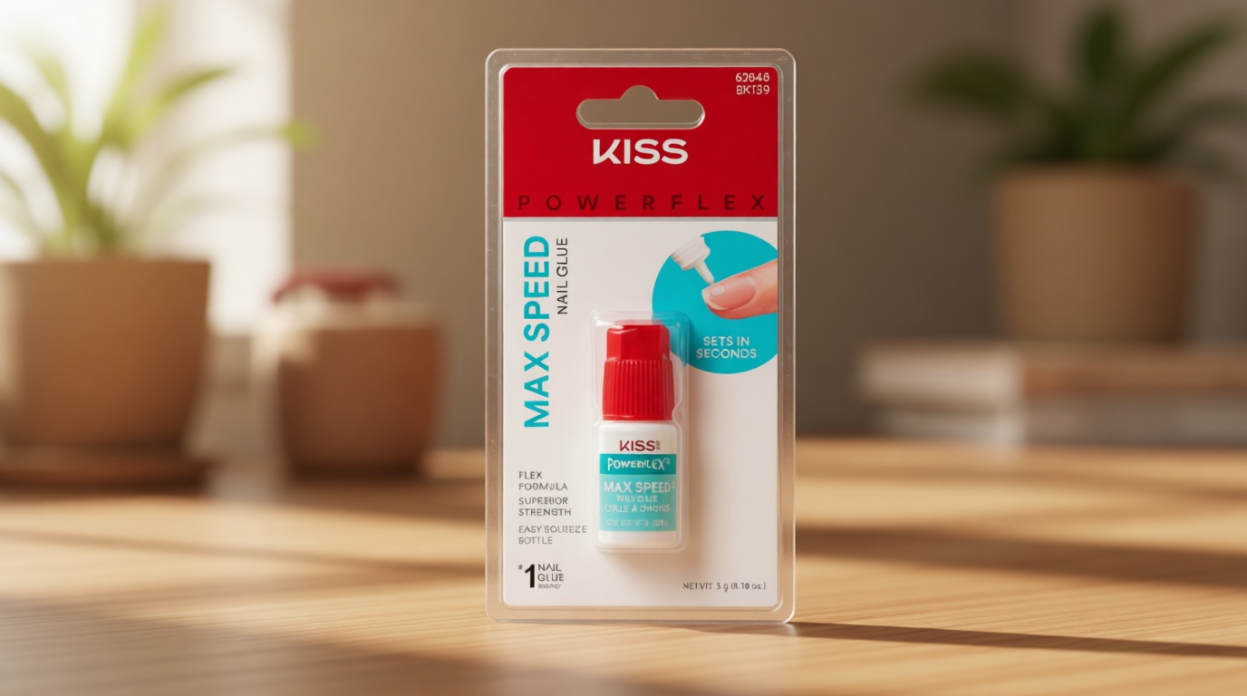 KISS PowerFlex Maximum Speed Nail Glue - Fast Drying Adhesive for Glue-On Nails & Repairs with Nozzle Tip Applicator, Ideal for Tips & Wraps, Net Wt. 0.10 oz (3g)