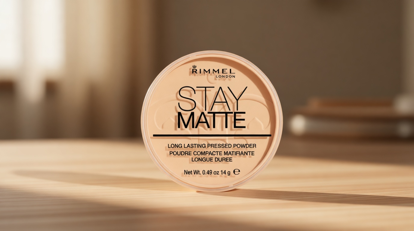 Rimmel London Stay Matte - 001 Transparent - Pressed Powder, Lightweight, High Coverage, Shine Control, 0.49oz