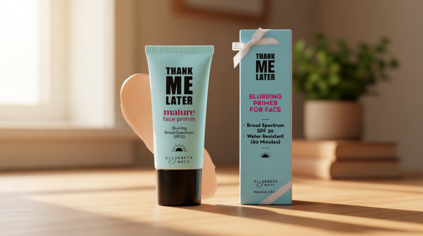 Elizabeth Mott Thank Me Later Blurring Face Primer SPF 30 – Lightweight, Hydrating Makeup Primer - Smooths Fine Lines & Wrinkles for a Soft-Focus Finish – Mineral-Based, Cruelty-Free Formula – 30g