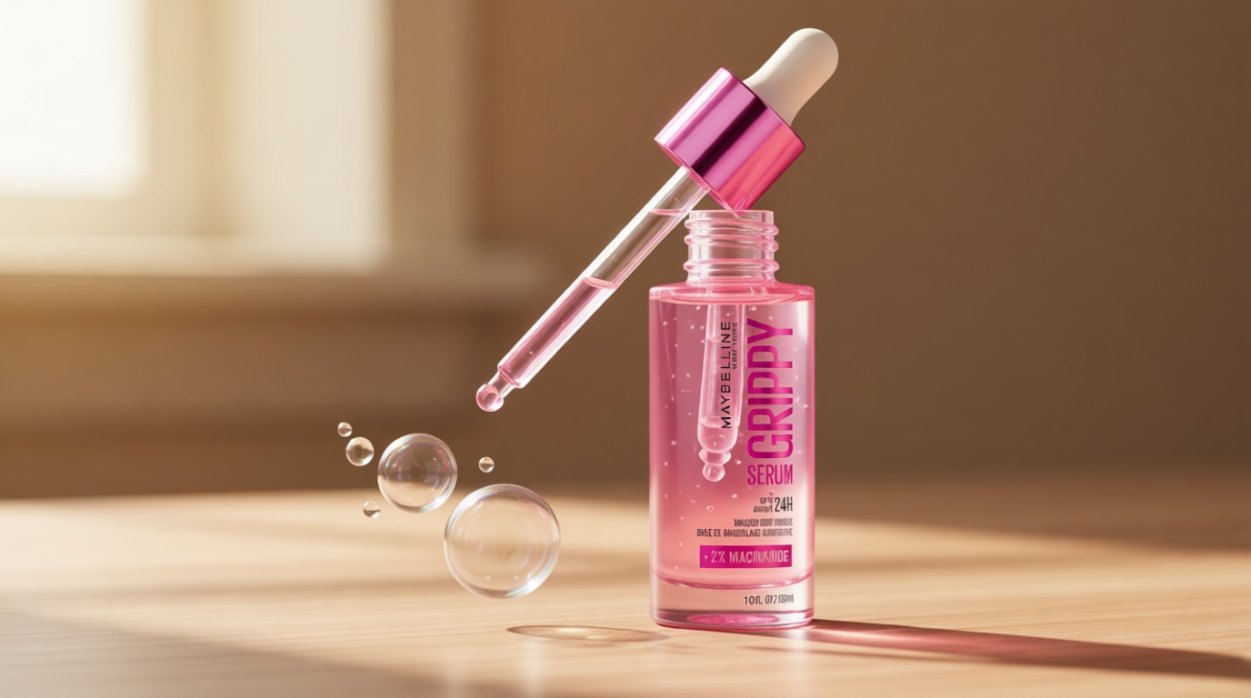 Maybelline Grippy Serum Primer, Hydrating Makeup Primer with 2% Niacinamide For Up To 24HR Make Up Wear, Clear, 1 Count