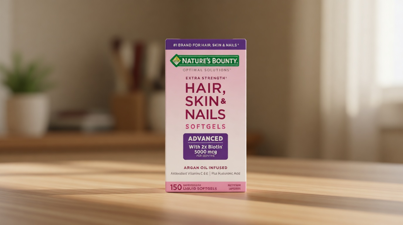 Nature's Bounty Advanced Hair, Skin & Nails, Argan-Infused Vitamin Supplement with Biotin and Hyaluronic Acid, 150 Rapid Release Softgels, 50 Total Servings