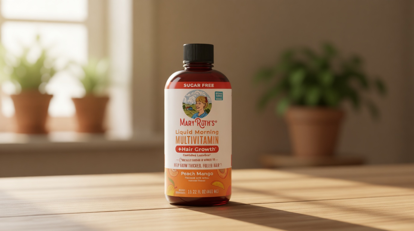 MARYRUTH'S Liquid Multivitamin+Hair Growth | Biotin 10000mcg | Lustriva Hair Growth Supplement | Clinically Tested in Women for Thicker Hair&Facial Wrinkle | Skin Care | Ages 18+ | 15.22 Fl Oz