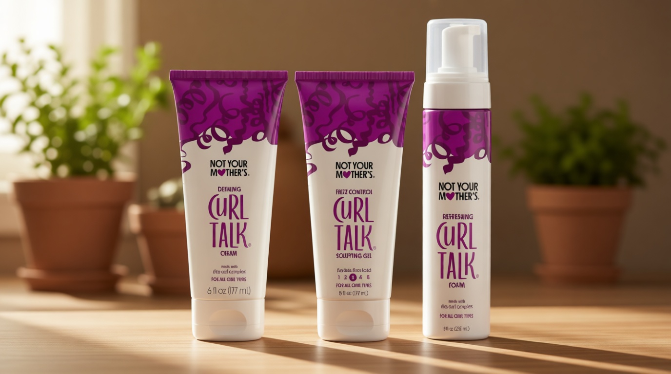 Not Your Mother's Curl Talk Frizz Control Sculpting Gel, Defining Cream, and Refreshing Curl Foam (3-Pack) - 6 and 8 fl oz - Formulated with Rice Curl Complex - For All Curly Hair Types