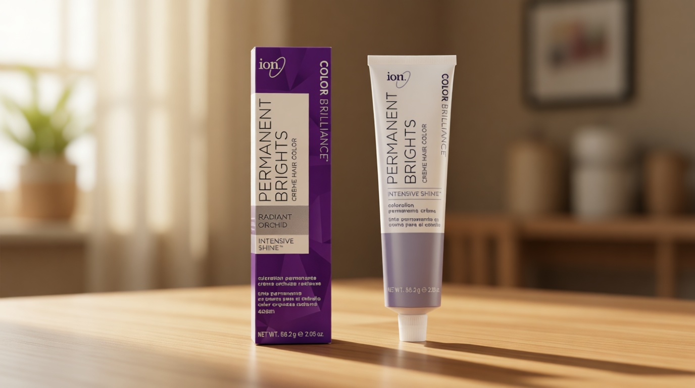 Ion Permanent Brights Creme Hair Color Radiant Orchid, Vegan, Cruelty Free, PPD Free, 100% Gray Coverage, Long Lasting, Fade Resistant Color, 2.05 oz