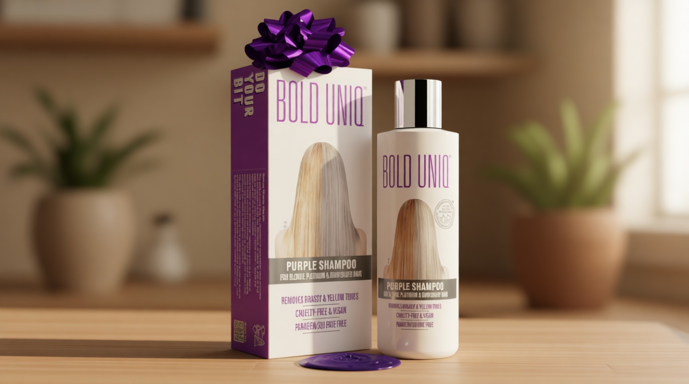 Bold Uniq Purple Shampoo - Remove Yellow Tones & Condition Damaged Hair - For Blonde, Silver or Grey Hair - Paraben & Sulfate Free, Vegan - 8 fl oz
