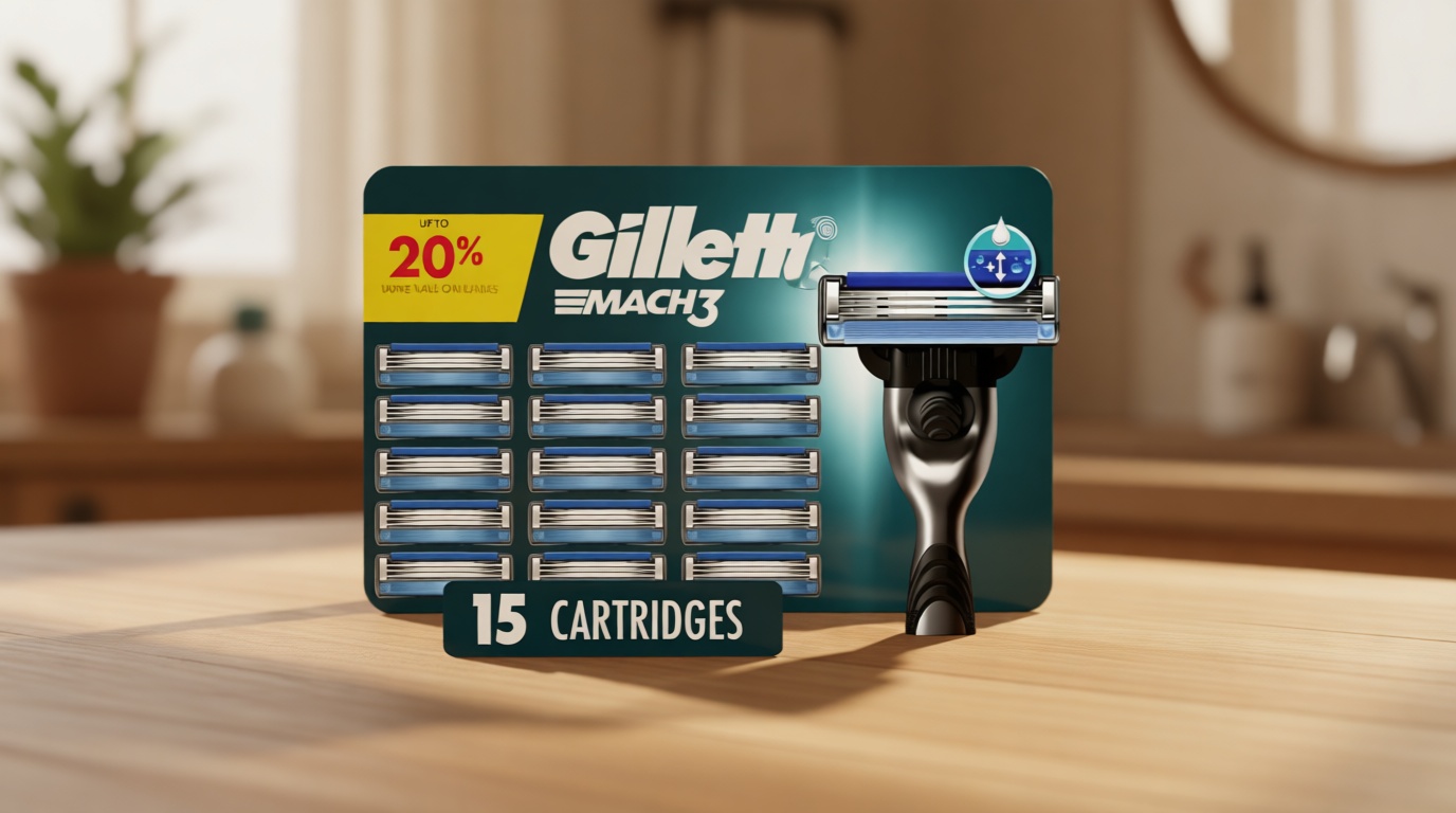 Gillette Mach3 Razor Blades for Men, 3-Blade Razor Refills, 15 Count
