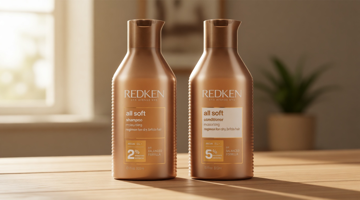 REDKEN All Soft Shampoo and Conditioner Set For Dry or Brittle Hair - Provides Intense Softness and Shine With Argan Oil, 10.1 Fl Oz Cradle to Cradle Certified