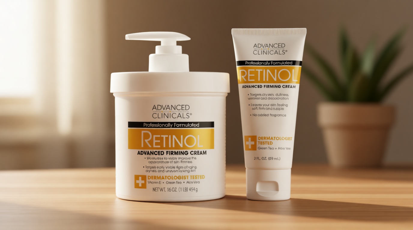Advanced Clinicals Retinol Body Lotion & Face Moisturizer | Anti Aging Skin Care Retinol Body Cream For Women & Men Improves Appearance Of Fine Lines, Wrinkles, & Look Of Crepey Skin, W/Travel Size