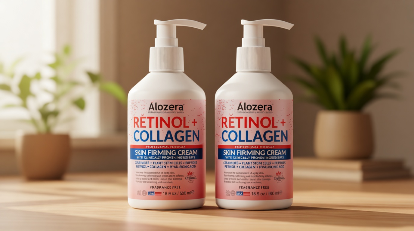 Alozera Firming Body Lotion, Retinol & Collagen Anti-Aging Body Moisturizer, Lightweight & Fast Absorbing Lotion for Crepey Skin, Improves Skin Elasticity, No Added Fragrance, 16.9 oz (Pack of 2)