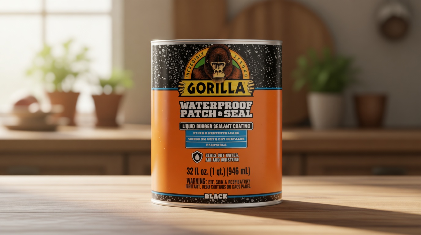 Gorilla Patch & Seal Liquid Rubber Waterproof Sealant, Black, 32 Ounce (Pack of 1) - Seals Out Water, Air, and Moisture