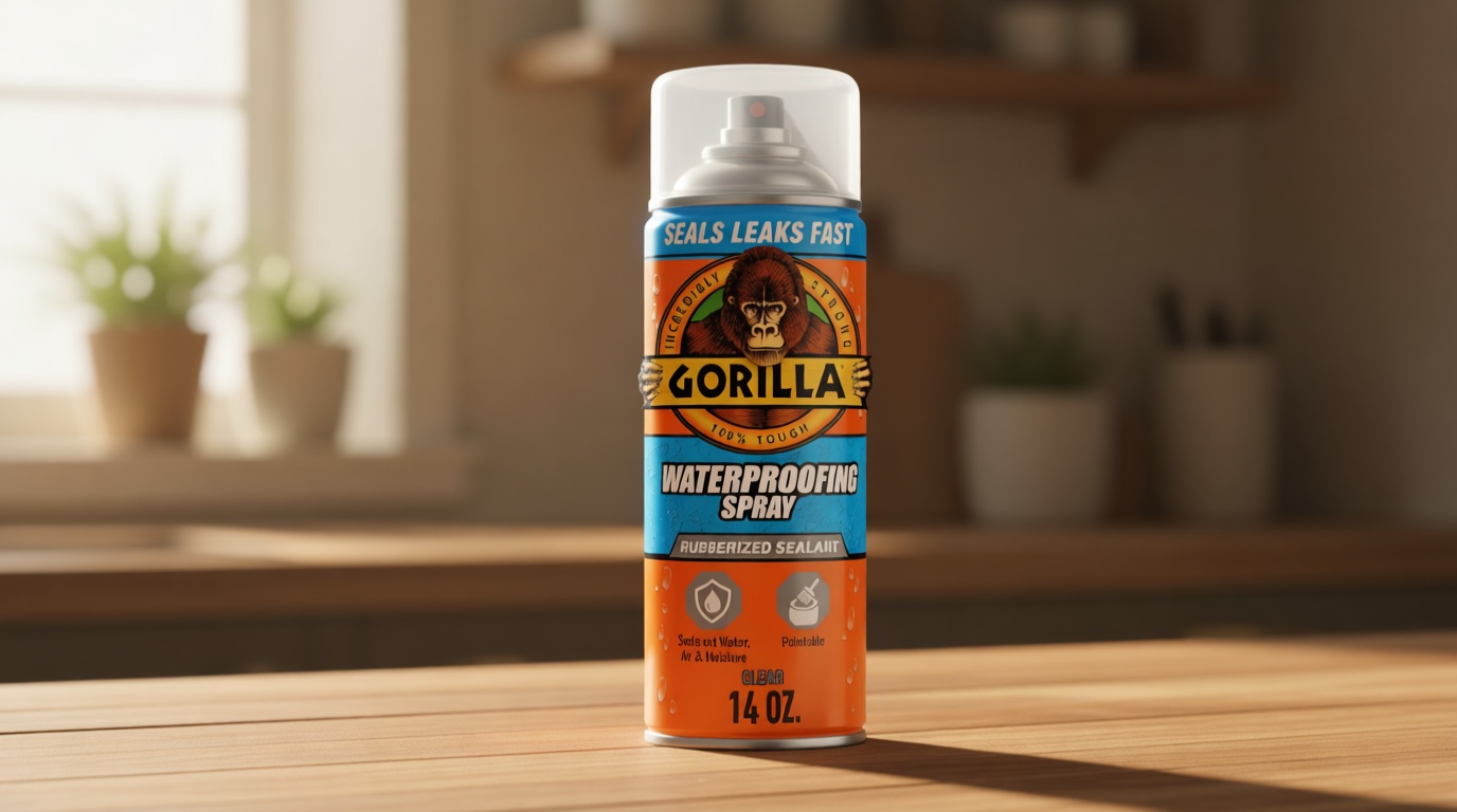 Gorilla Waterproof Patch & Seal Rubberized Sealant Spray, Crystal Clear, 14 Ounce (Pack of 1) - Seals Out Water, Air, and Moisture