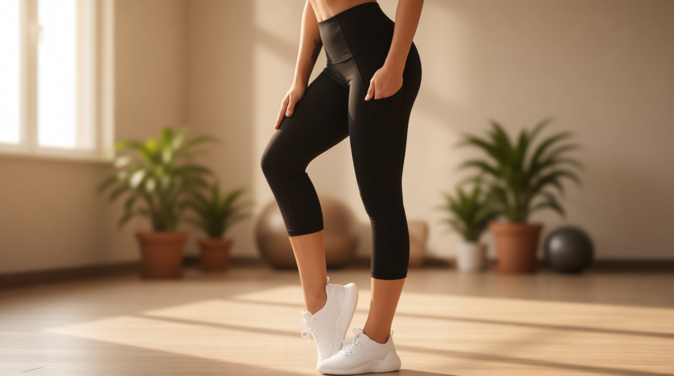 THE GYM PEOPLE Thick High Waist Capris Yoga Pants with Pockets, Tummy Control Workout Running Yoga Leggings for Women