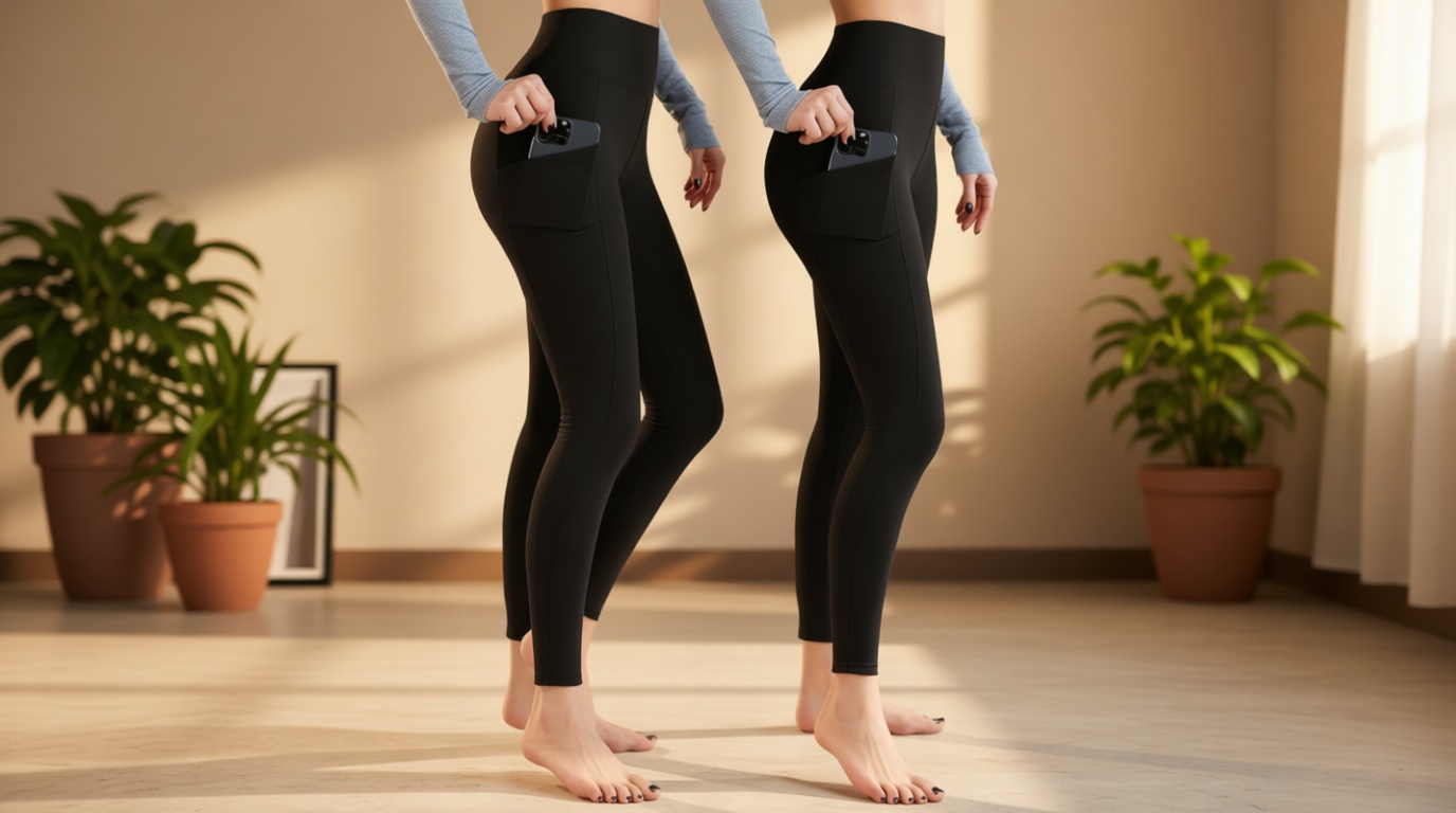 Leafigure 2 Pack Leggings with Pockets for Women, High Waisted Soft Leggings for Yoga Gym