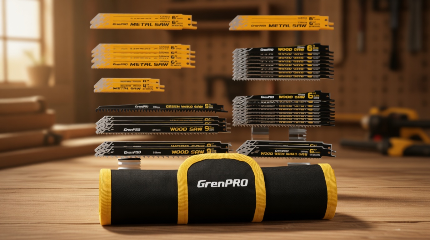 GRENPRO 34 Pcs Reciprocating Saw Blade Set with Organizer Pouch, Metal & Wood Sawzall Blades for DeWalt, Bosch, Makita, Milwaukee, Ryobi, Ridgid, Black&Decker, Skil, Craftsman