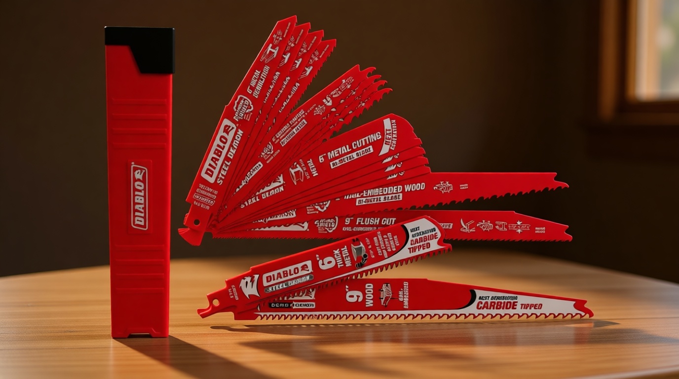 Diablo 14 Piece Bi-Metal Reciprocating Saw Blade Set for Wood & Metal Demolition + 2 Carbide Blades - Variety of TPI, 6 and 9 Inch Lengths - DS0014SPC2