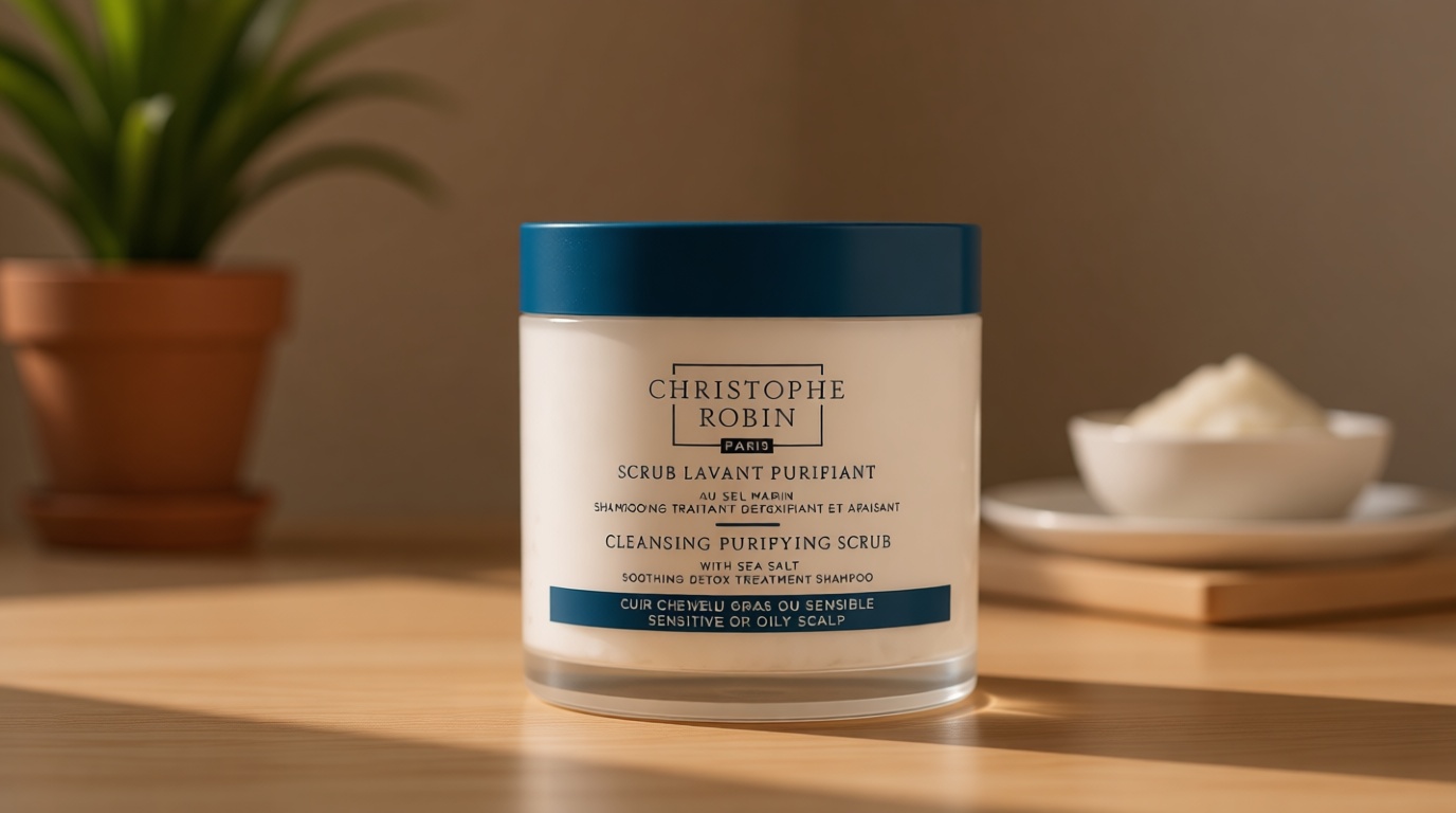 Christophe Robin Purifying Scalp Scrub with Sea Salt – Deep-Cleansing Detox Exfoliating Treatment for Oily Roots & Sensitive Scalps, Removes Build-Up & Soothes Irritation