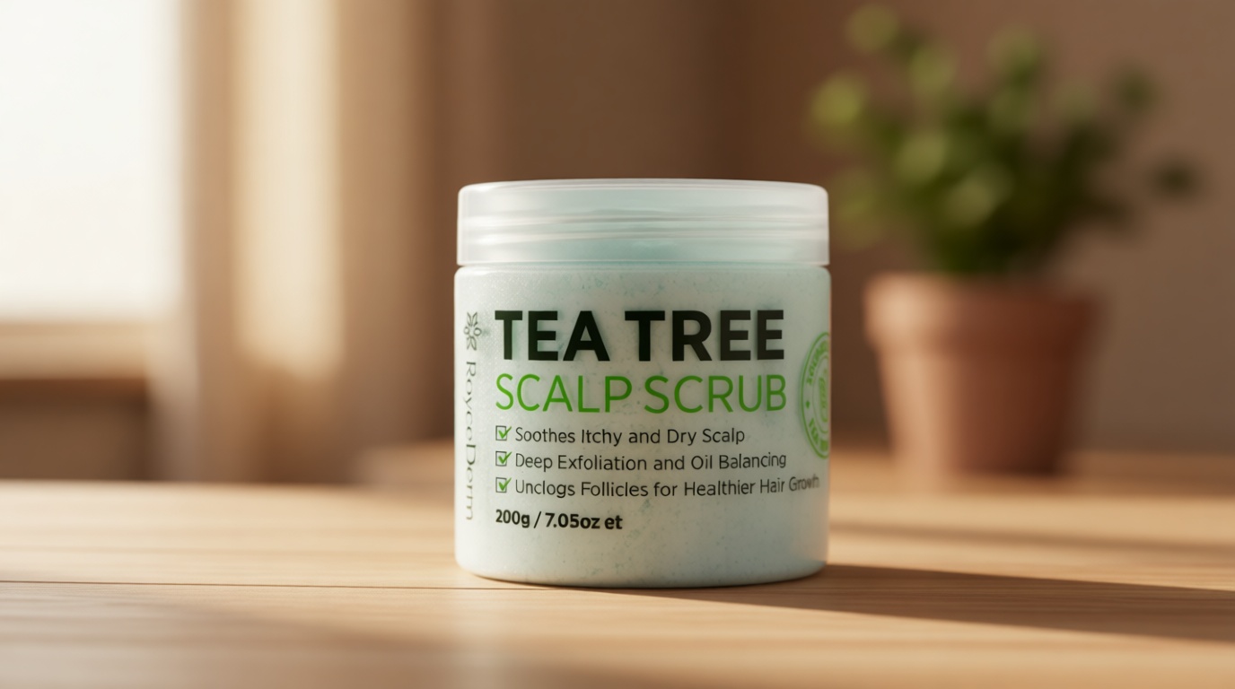 Roycederm Tea Tree Scalp Scrub – Pre-Shampoo Exfoliating Treatment for Dry, Flaky Scalp – Deep Cleansing, Refreshing & Balancing Formula for Healthy-Looking Hair