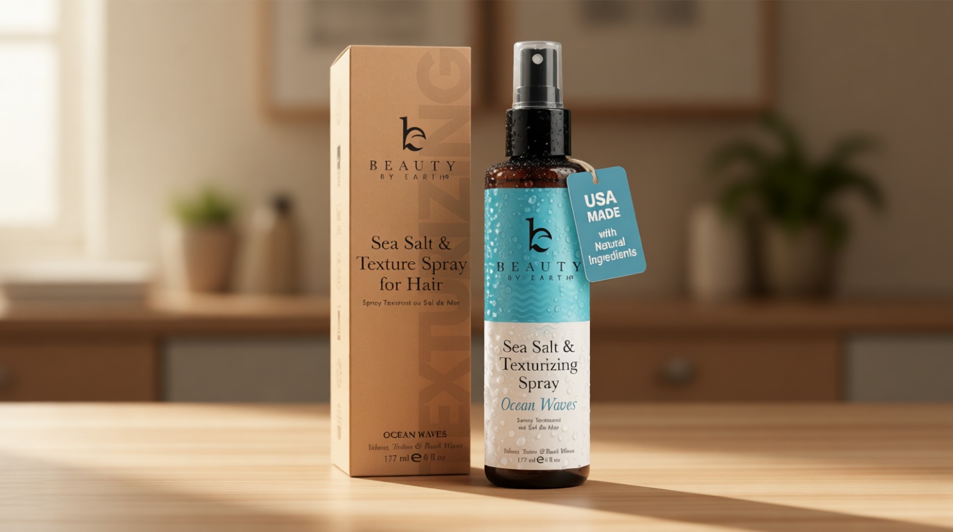 Beauty by Earth Sea Salt Spray - Aloe-Enhanced Beach Waves without Dryness, Texture & Volume Spray for All Hair Types, USA Made with Organic Ingredients, Ocean Waves Scent 6oz