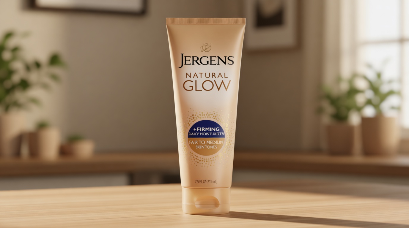 Jergens Natural Glow +Firming Self Tanner Body Lotion, Fair to Medium Skin Tone, Sunless Tanning Moisturizer with Collagen and Elastin. Helps to Visibly Reduce Cellulite, 7.5 Fl Oz