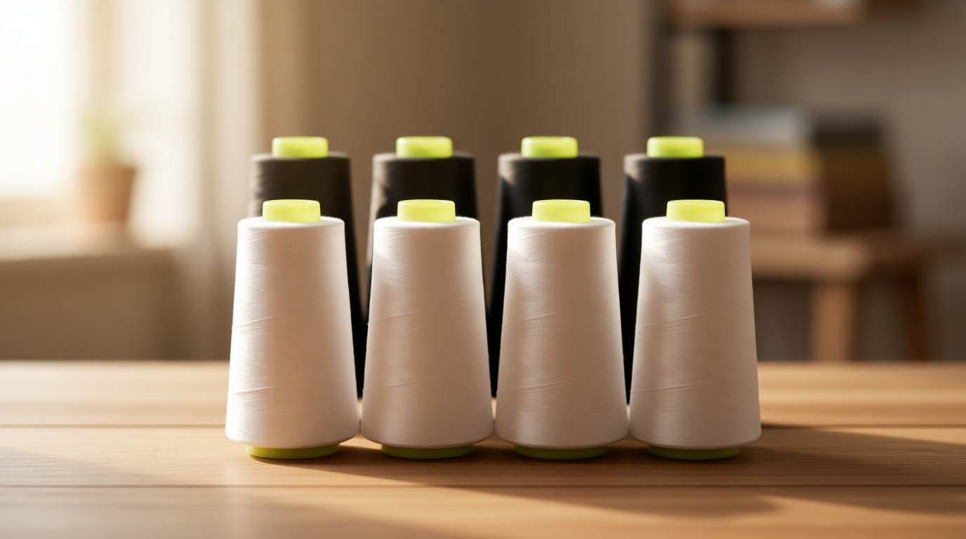 Black & White Sewing Thread, 8PCS 40S/2 3000 Yard Spool Serger Thread, All Purpose Polyester Thread Serger Thread Cones