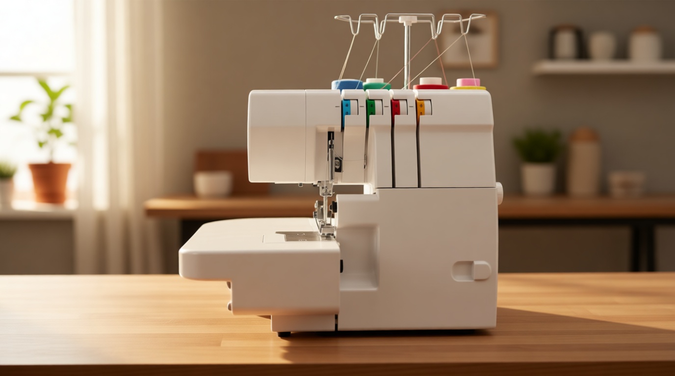 FEIYUE FY505 Serger Overlock Machine with 2/3/4 Thread Capability, Built-in Rolled Hem, Durable Heavy-Duty Metal Frame, Adjustable Differential Feed