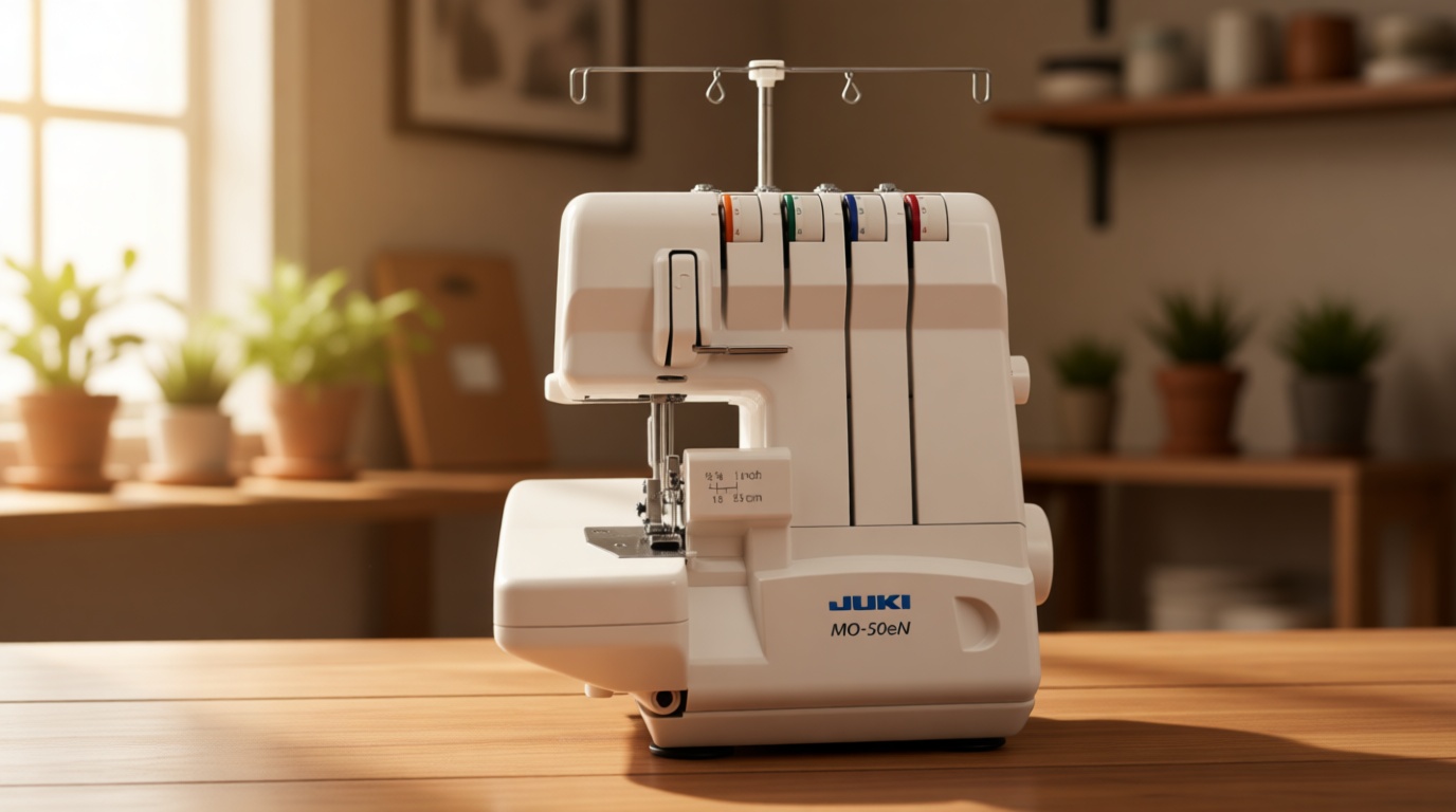 Juki, MO-50E, 3 or 4 Thread Serger, Lay In Tensions, Adjustable Differential Feed, Built In Rolled Hem, Automatic Lower Looper Threader, Retractable Upper Knife (MO-50E/UL)