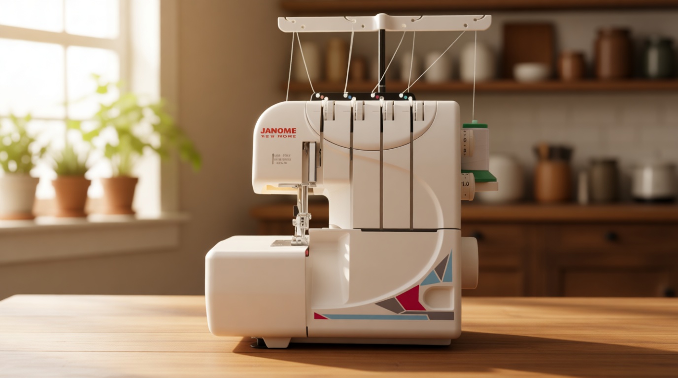 Janome MOD-8933 Serger with Lay-In Threading, 3 and 4 Thread Convertible with Differential Feed