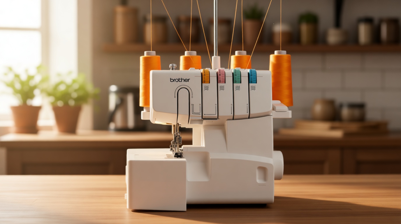 Brother Serger, 1034D, Heavy-Duty Metal Frame Overlock Machine, 1,300 Stitches Per Minute, Removeable Trim Trap, 3 Included Accessory Feet, White