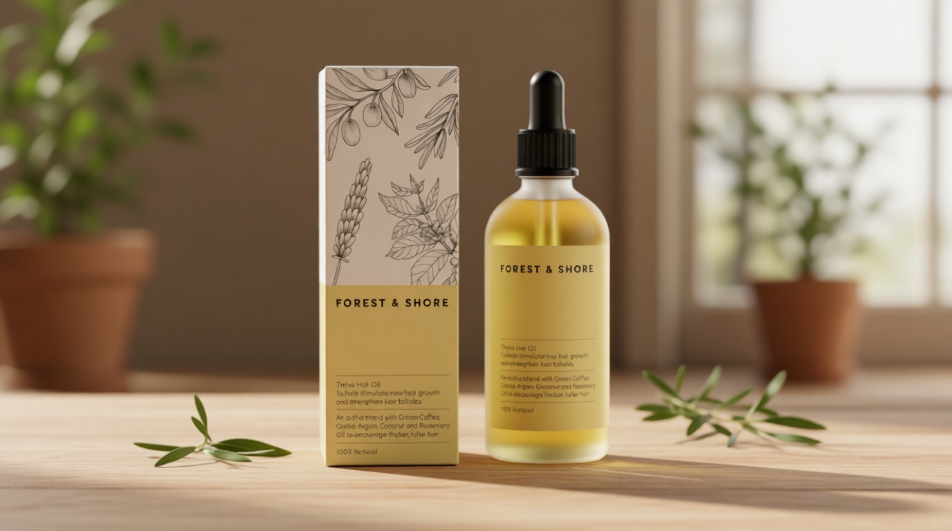 Forest & Shore Hair Growth Oil, 100% Natural, with Caffeine, Biotin, Castor , Argan & Rosemary, Effective Serum for Damaged Hair