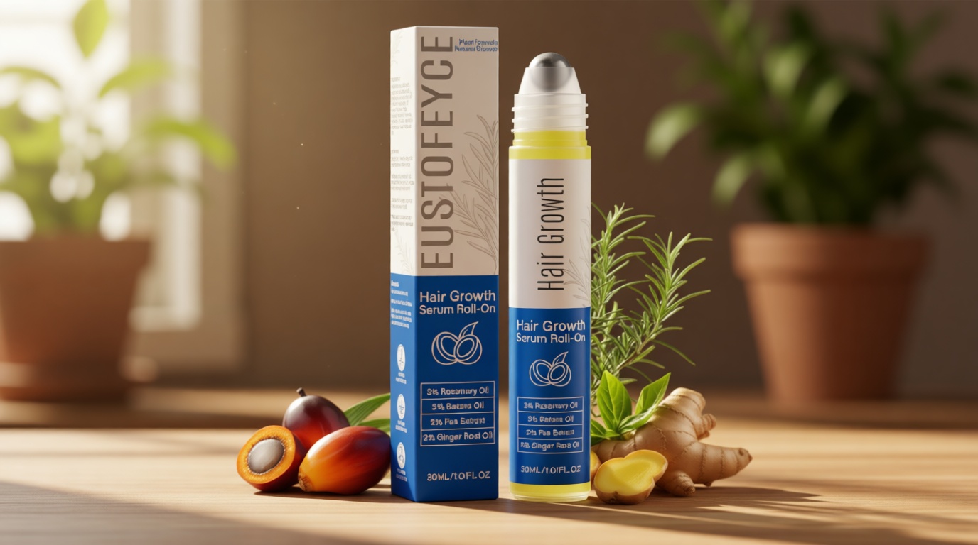 Hair Growth Serum Roll On with 3% Rosemary,3% Batana Oil,2% Pea Extract,2% Ginger Root Oil,Stronger Root,stimulate follicle,Hair Thicker,Hair Loss Treatment,Hair Growth Serum(30ML/1.01FL.OZ)
