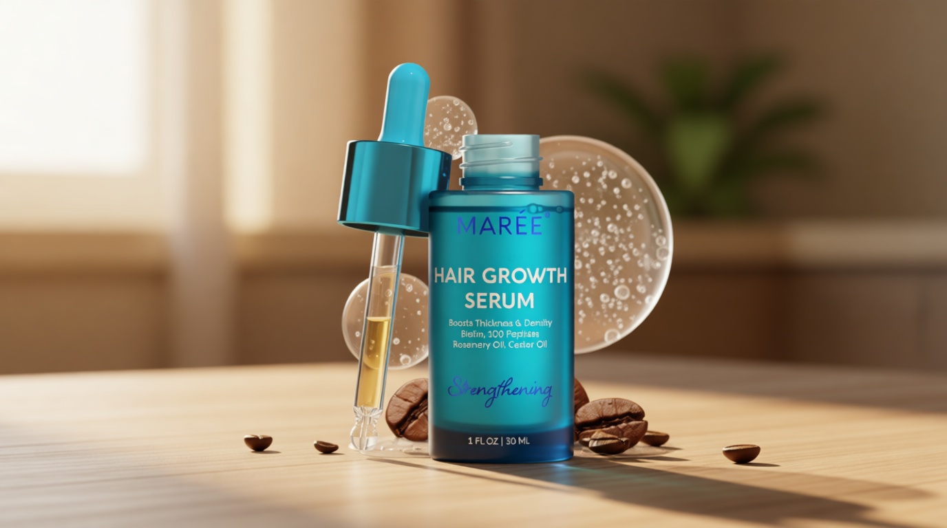 MAREE Hair Growth Serum - Caffeine Peptides Castor Rosemary Oil for Hair Growth - Products for Women & Men - Hair Oils for Hair Growth - Hair Regrowth Tonic - Scalp Serum - Suero Para El Cabello