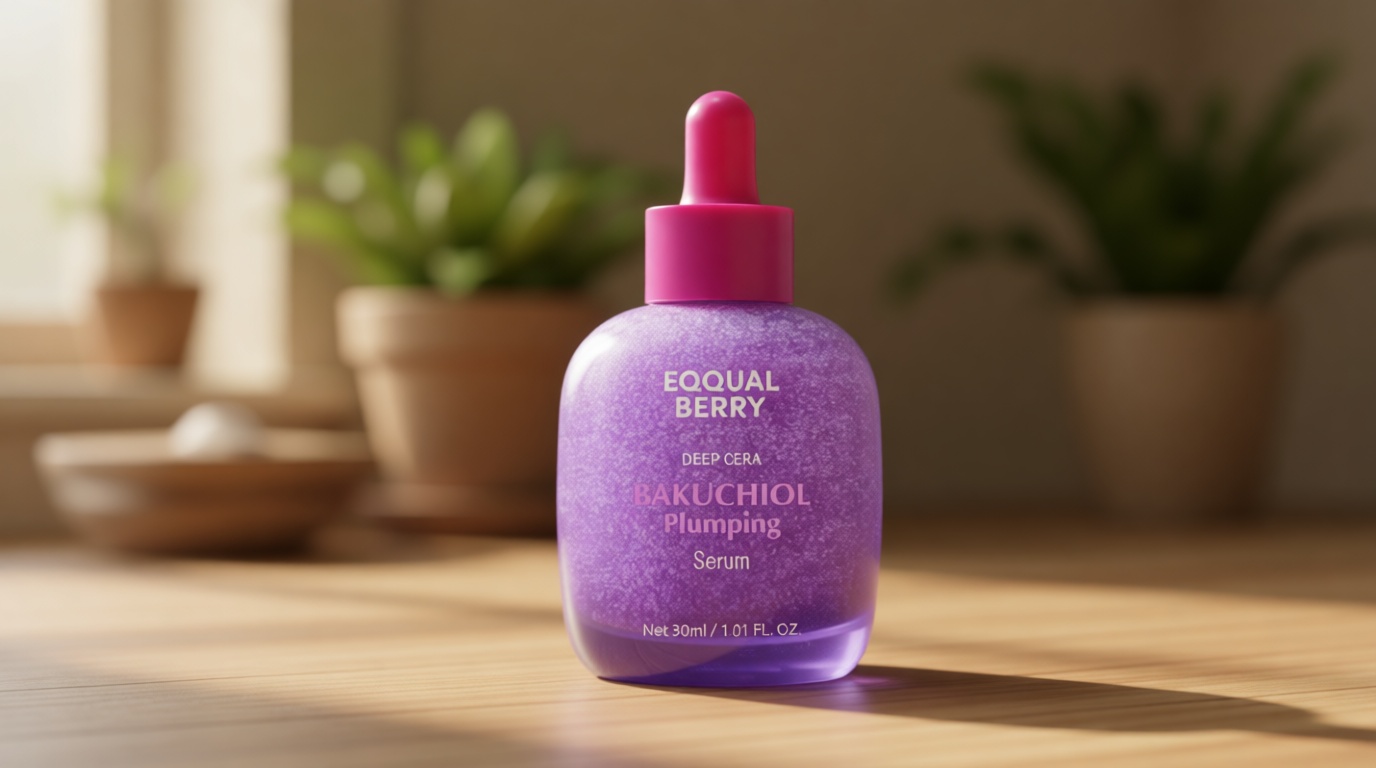 EQQUALBERRY Bakuchiol Plumping Face Serum - Retinol Natural Alternative for Sensitive Skin, with Niacinamide & Hyaluronic Acid, Pore & Wrinkle Korean Skin Care (1.01oz / 30ml)