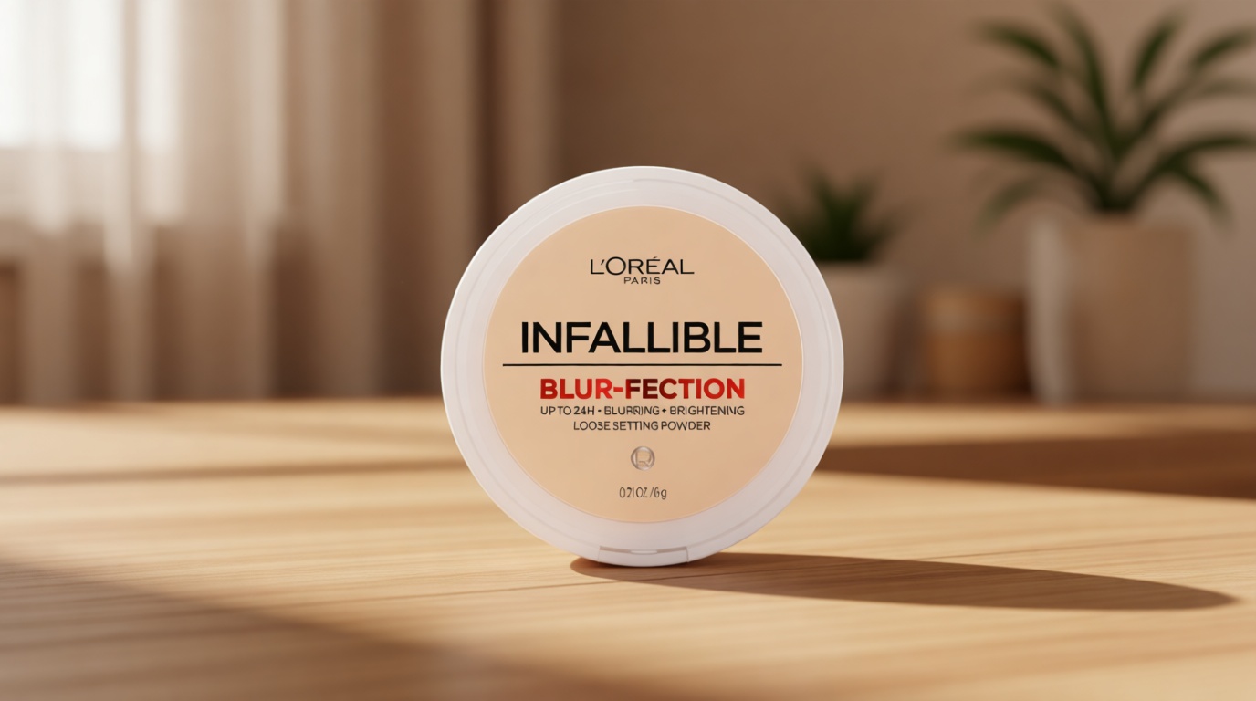 L'Oreal Paris Infallible Blur-fection Longwear Loose Setting Powder, Blurring Face Powder With Up to 24HRs of Wear, Translucent Light, 1 Kit