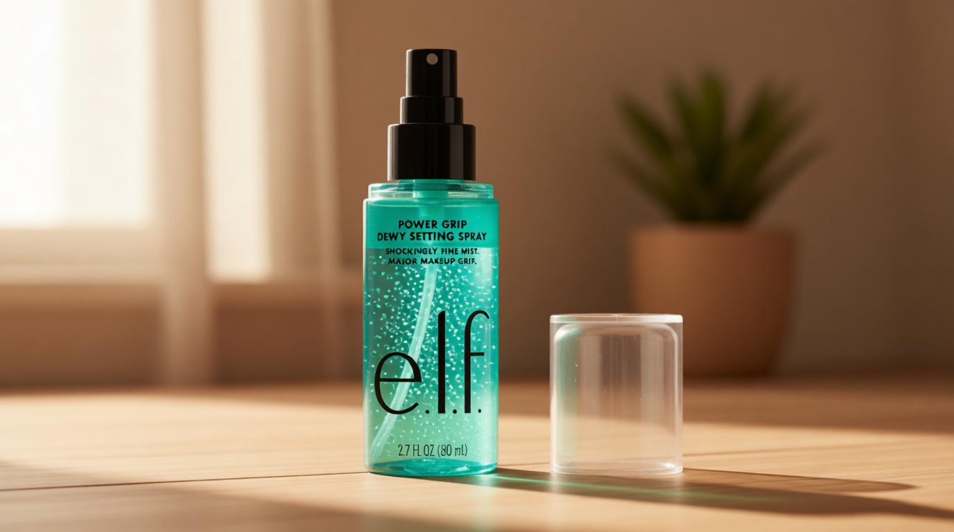 e.l.f. Power Grip Dewy Setting Spray, Ultra Fine Mist Made With Hyaluronic Acid, Grips Makeup For A Hydrated, Dewy Finish, Vegan & Cruelty-Free
