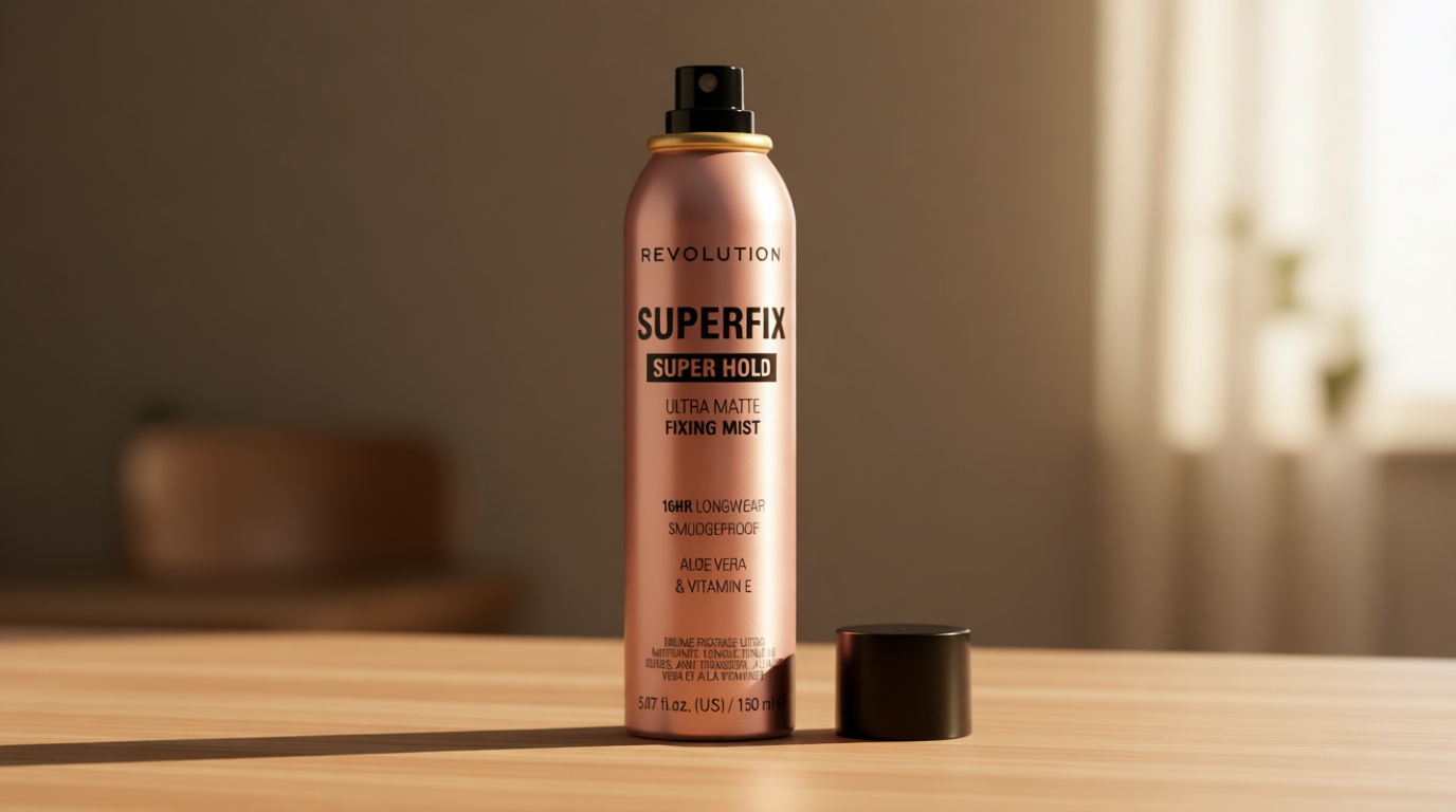 Revolution Beauty London, Superfix Misting Makeup Setting Spray, Ultra Matte & Shine-Free Finish, Long-Lasting Wear, Infused with Vitamin E, 5 fl oz