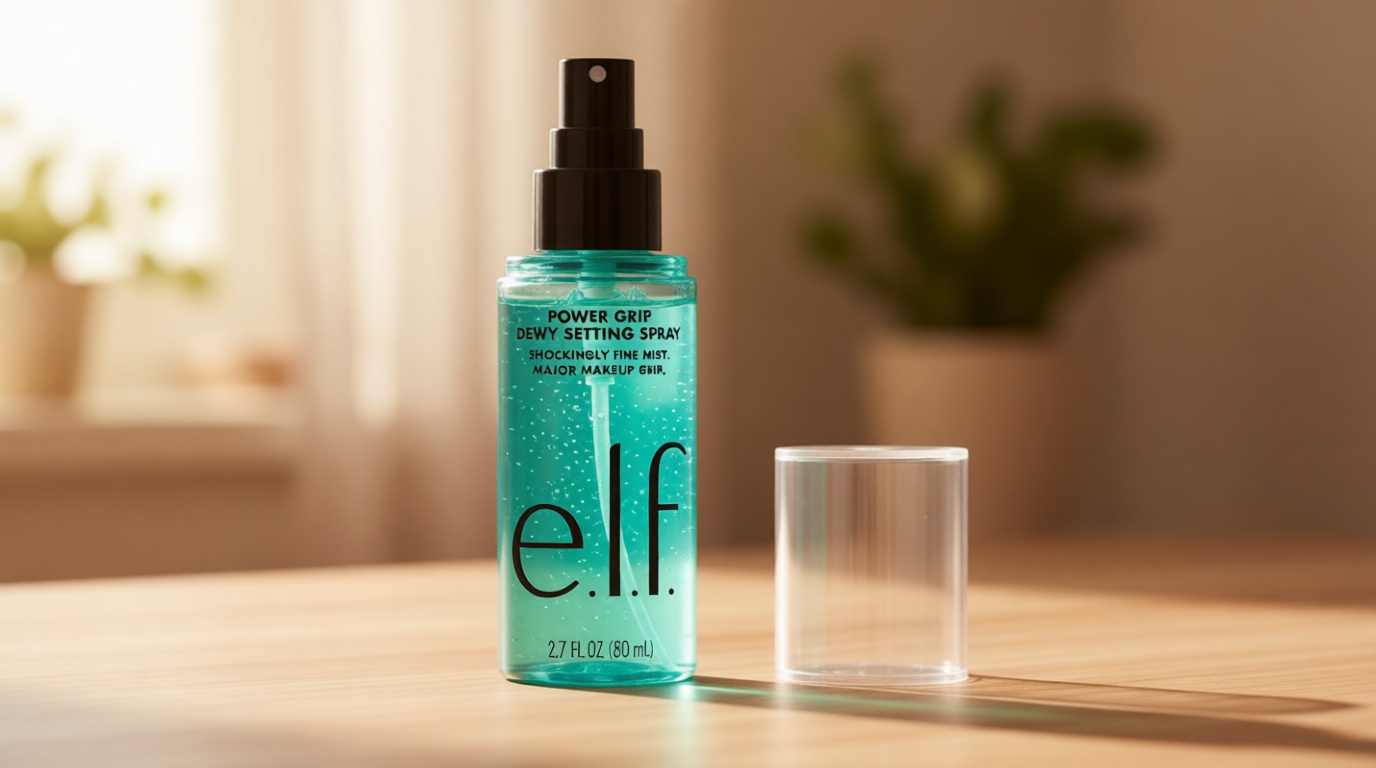 e.l.f. Power Grip Dewy Setting Spray, Ultra Fine Mist Made With Hyaluronic Acid, Grips Makeup For A Hydrated, Dewy Finish, Vegan & Cruelty-Free