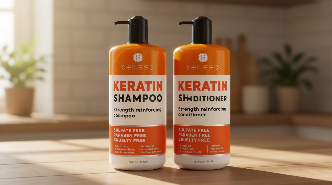Keratin Shampoo and Conditioner Set - Sulfate Free and Paraben Free - Salon Thickening Treatment for Dry, Damaged, Curly, Frizzy, Straight or Color Treated Hair - Anti Frizz Formula for Women and Men