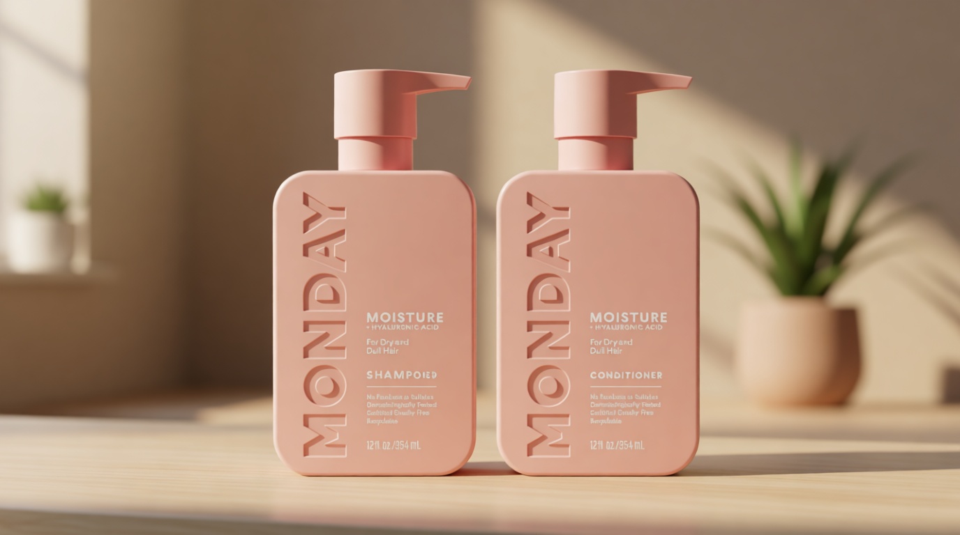 MONDAY HAIRCARE Moisture Shampoo + Conditioner Set for Dry, Coarse, Stressed, Frizzy Hair, Made with Coconut Oil, Rice Protein, Shea Butter and Vitamin E, All Natural, 12 fl oz (Pack of 2)