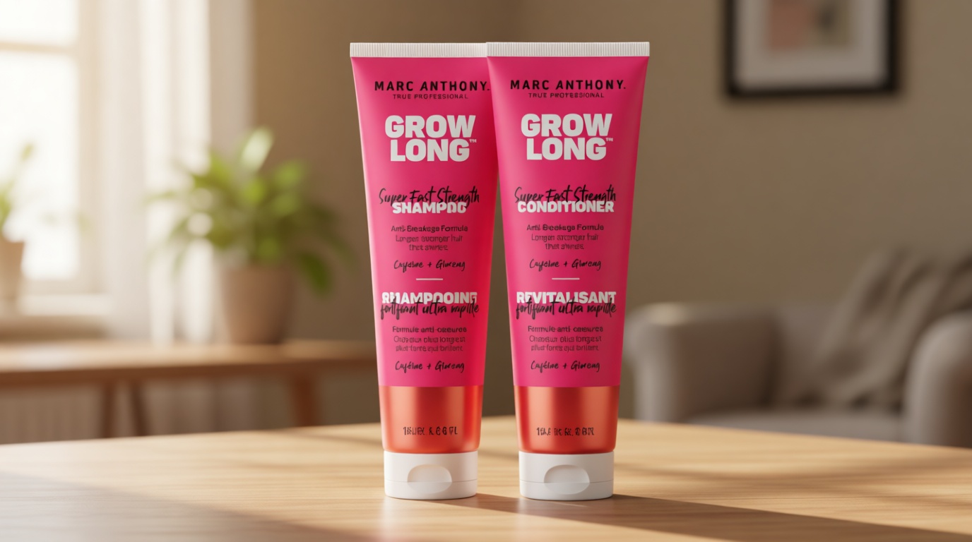 Marc Anthony Shampoo and Conditioner Gift Set, Grow Long Biotin - Anti-Frizz Deep Conditioner For Split Ends & Breakage - Vitamin E, Caffeine & Ginseng for Curly, Dry & Damaged Hair