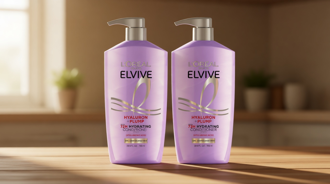 L'Oreal Paris Elvive Hyaluron Plump Shampoo and Conditioner Set for Dehydrated, Dry Hair with Hyaluronic Acid Care Complex, 1 Kit (2 Products)