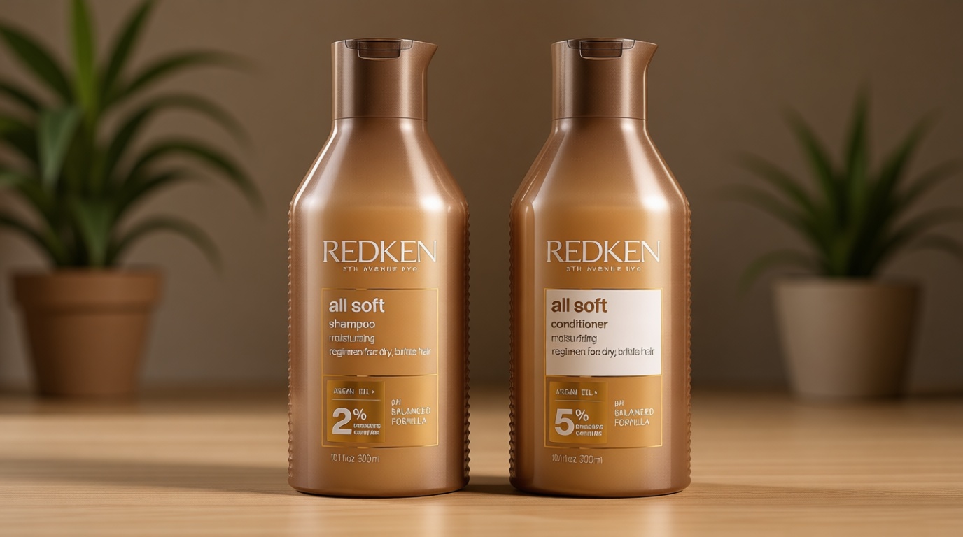 Redken All Soft Shampoo and Conditioner Set For Dry or Brittle Hair - Provides Intense Softness and Shine With Argan Oil, 10.1 Fl Oz Cradle to Cradle Certified