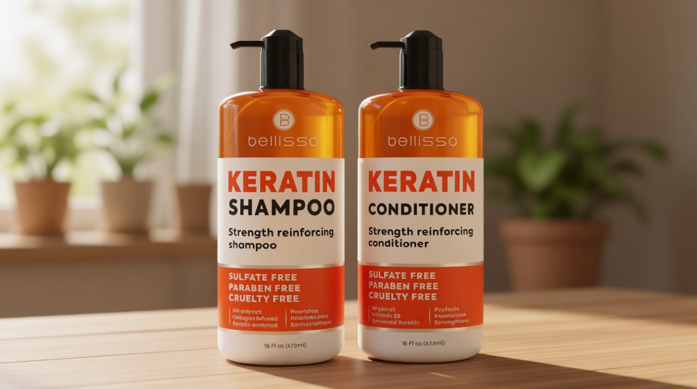Keratin Shampoo and Conditioner Set - Sulfate Free and Paraben Free - Salon Thickening Treatment for Dry, Damaged, Curly, Frizzy, Straight or Color Treated Hair - Anti Frizz Formula for Women and Men