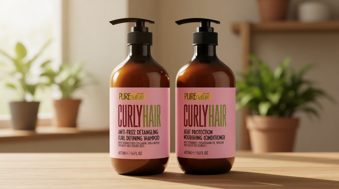Curly Hair Shampoo and Conditioner Set - Sulfate Free and Color Safe - For Wavy, Frizzy, Fine, Black and Permed Styles - Moisturizing for Men and Women - Deep Curl Hydrating Products with Argan Oil