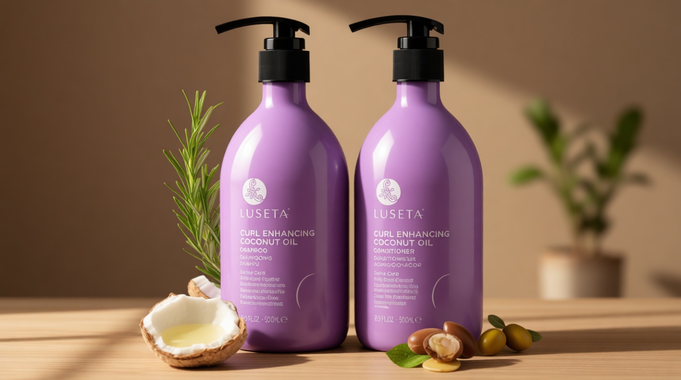 Luseta Curly Hair Shampoo and Conditioner Set with Coconut Oil, Unlimited Bounce and Definition for wavy and Coily hair, Reduce Frizz and Repair Dry Hair, for All Curl Types Sulfate Free 16.9Fl oz×2